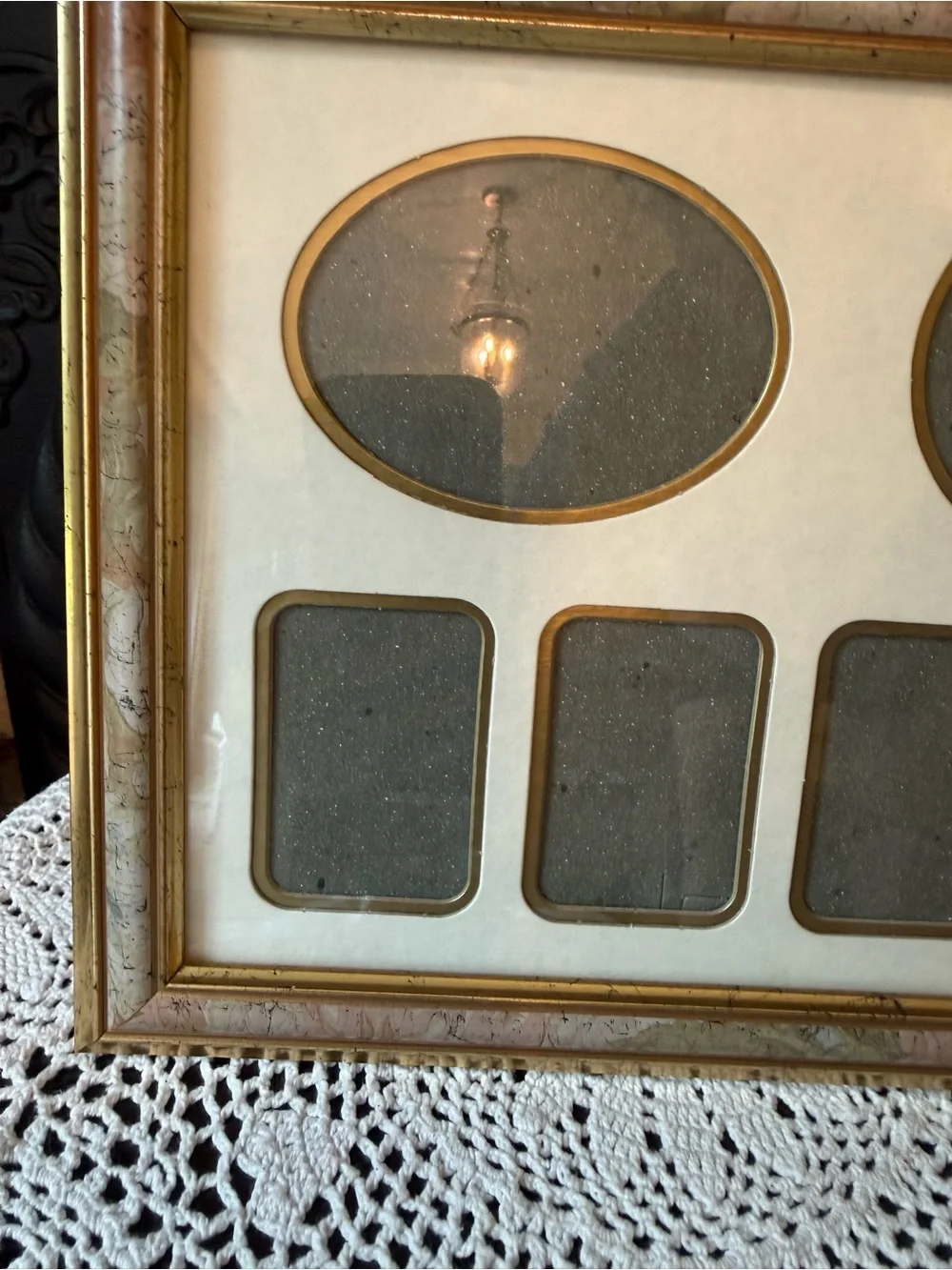 Vtg Matted Multi-Opening Collage Gallery Photo Picture Frame Taupe Rose Gold